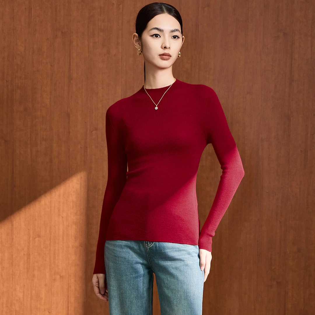半高领秋冬上衣极简风女装羊毛针织衫套头修身毛衣女百搭VDA905