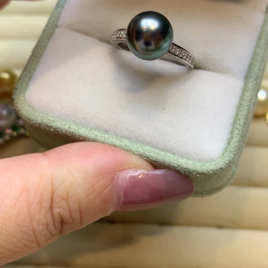 银S925镶嵌戒指海水珍珠