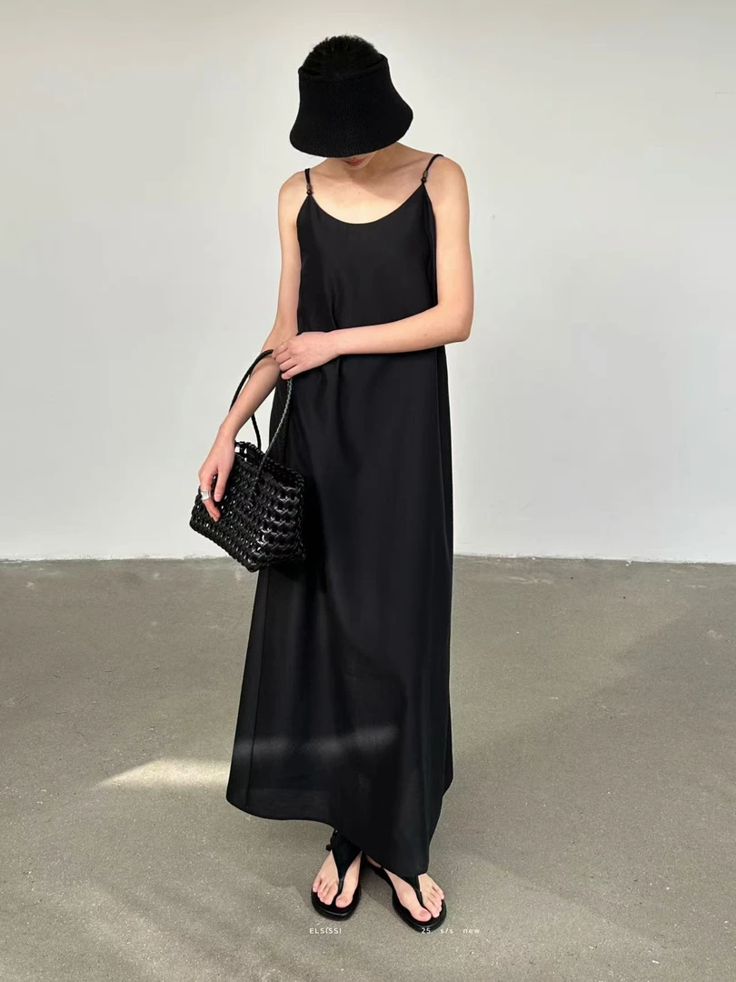 福秒-醋酸的！串珠吊带连衣裙（E8510#）ELSISSI