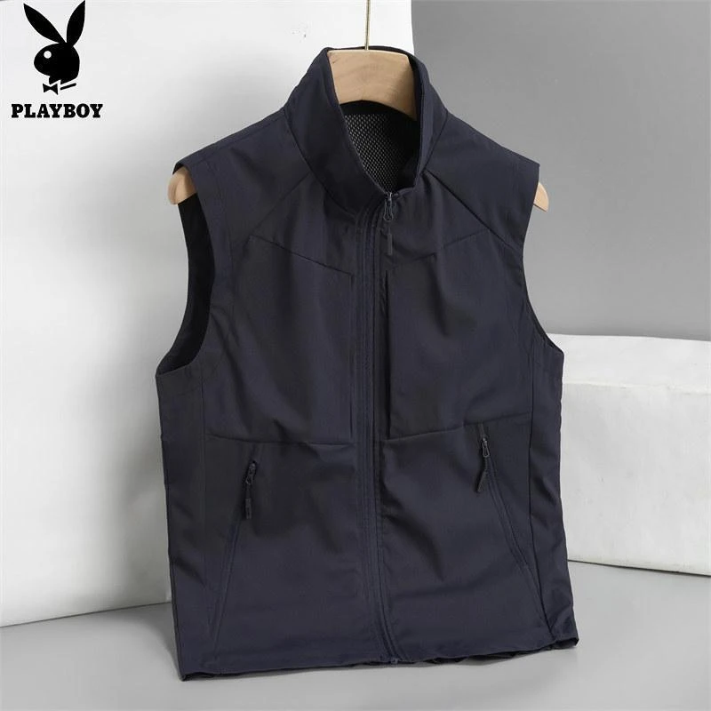 花花公子马甲男士年春秋季男新款简约休闲潮流百搭运动工装上衣男