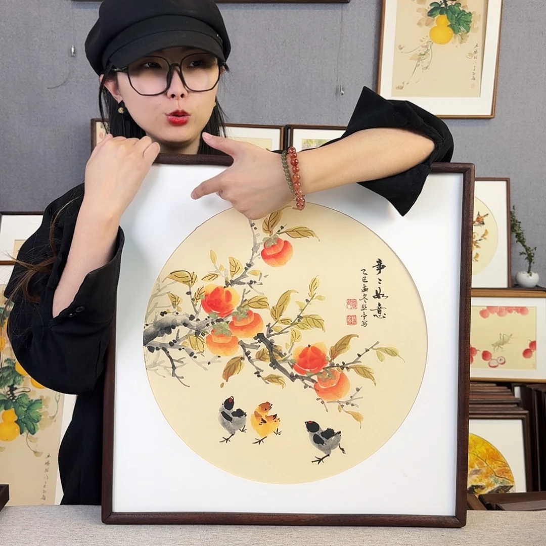 书法手绘带框尺寸： 53*53