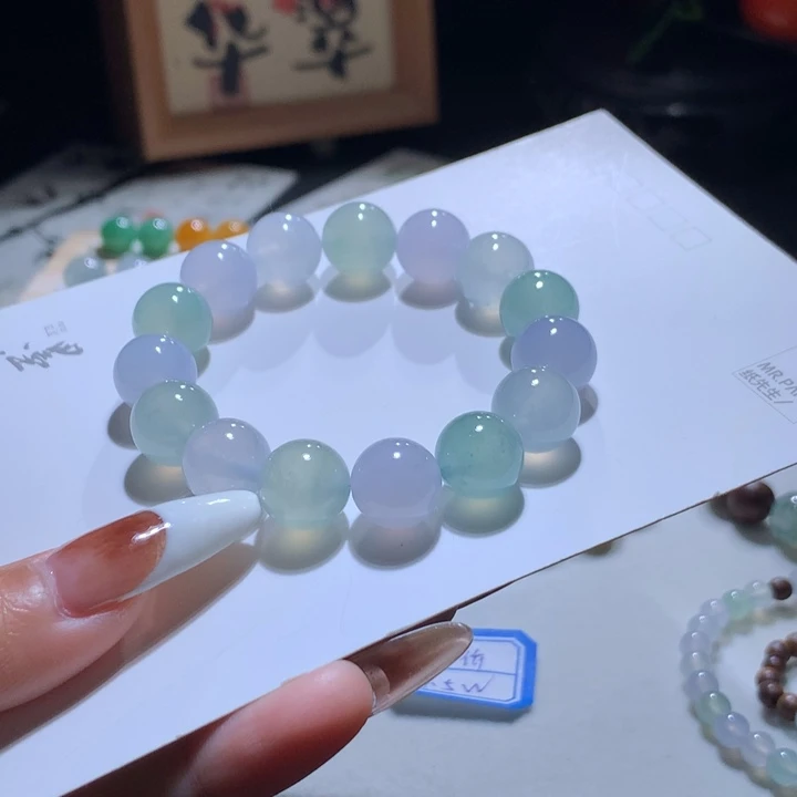 翡翠手串未镶嵌特价秒杀马卡龙12m m