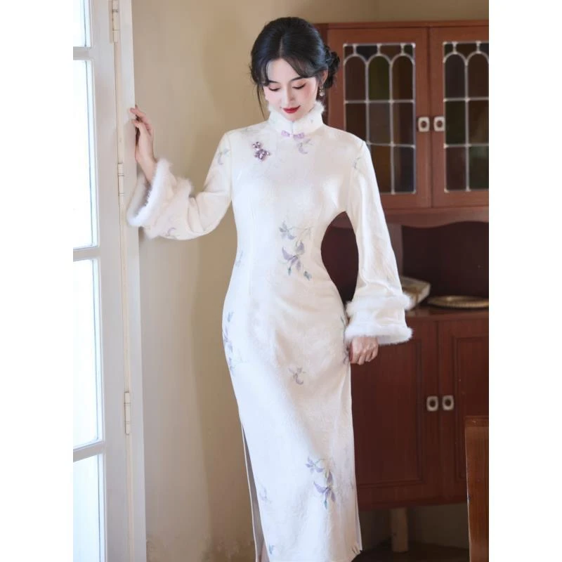 苏故里【绮梦】冬季新款修身显瘦气质女人味旗袍加绒加厚改良版优雅