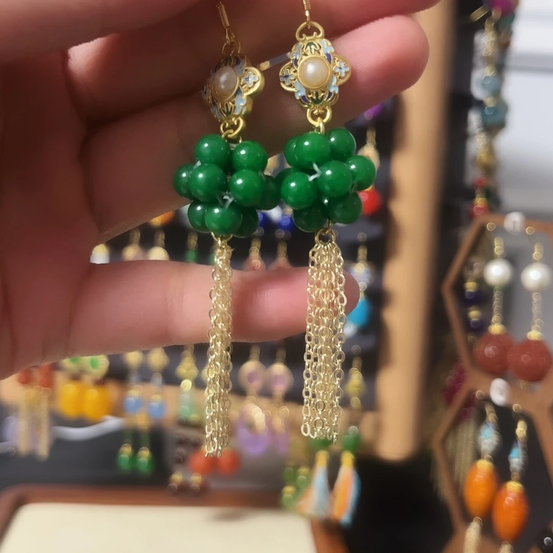 锆石纯铜925银耳饰