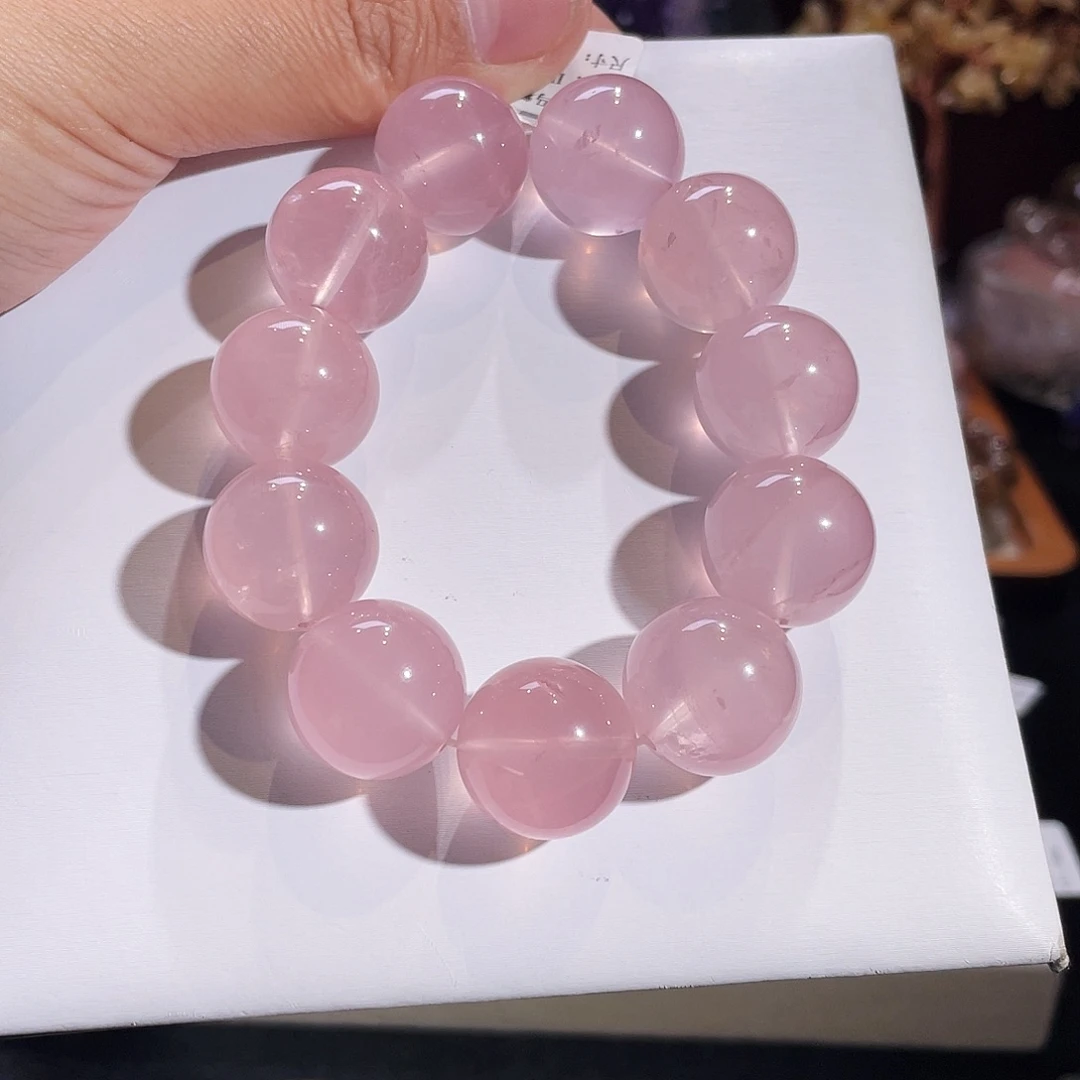 未镶嵌水晶手链水透粉马粉18.5mm