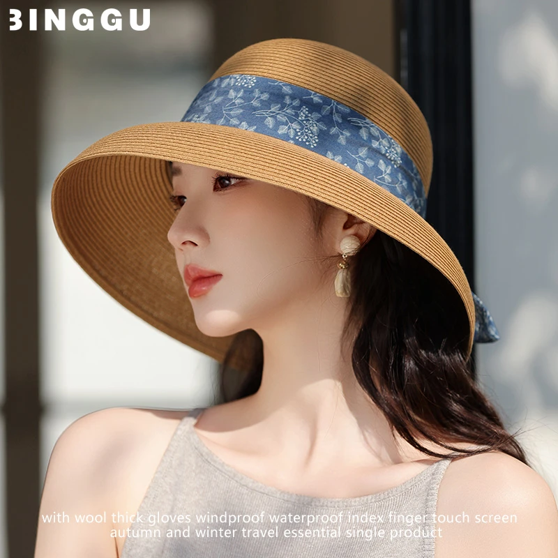 法式赫本风草帽女夏季2025新款海边气质遮阳帽大帽檐防晒帽太阳帽