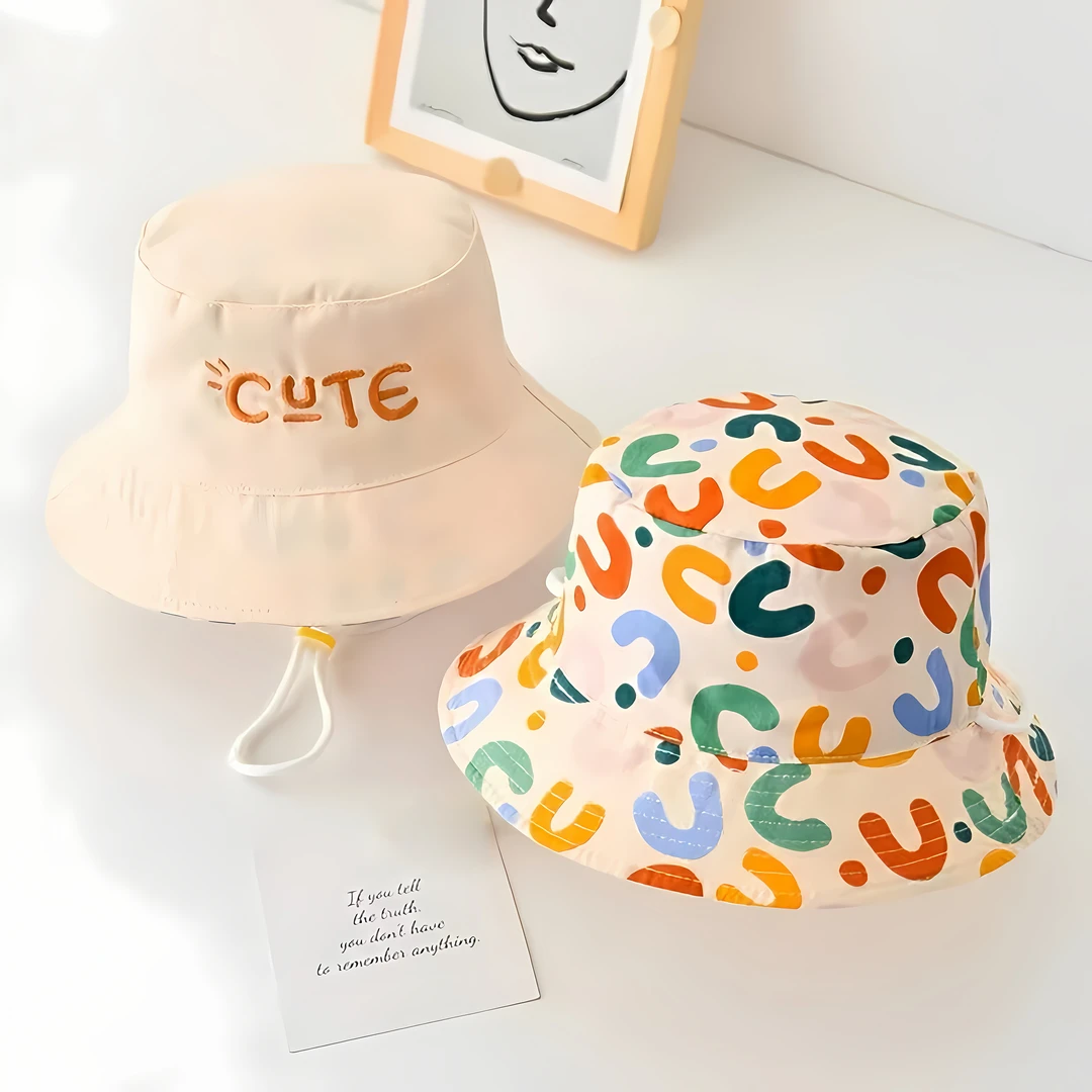 婴幼儿帽子渔夫帽儿童1到3岁双面平顶男女遮阳帽宝宝婴儿防晒盆帽