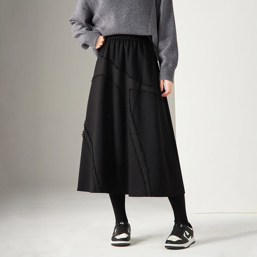 新款法式温柔风气质显瘦针织半身裙女秋冬款高腰A字宽松百褶裙子