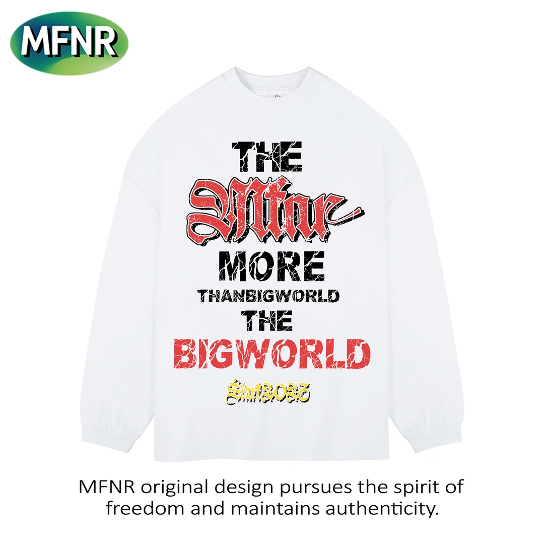 街头美式复古字母印花长袖T恤男女情侣秋冬休闲重磅纯棉打底上衣