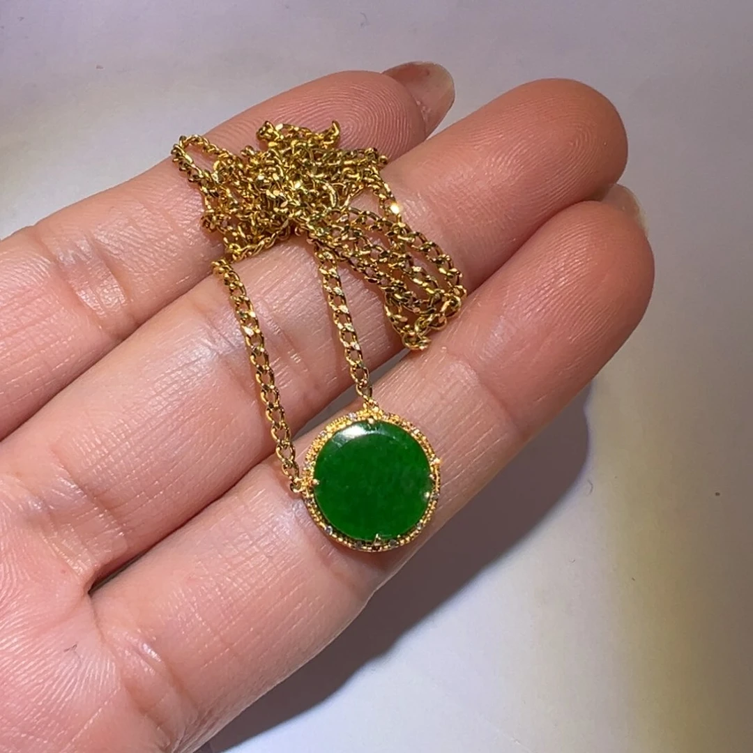 翡翠颈饰18K金镶嵌套链