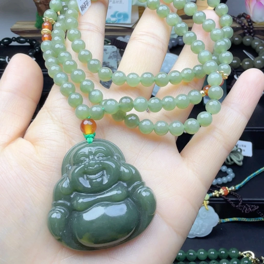 和田玉未镶嵌吊坠(赠链)和田玉佛公项链
