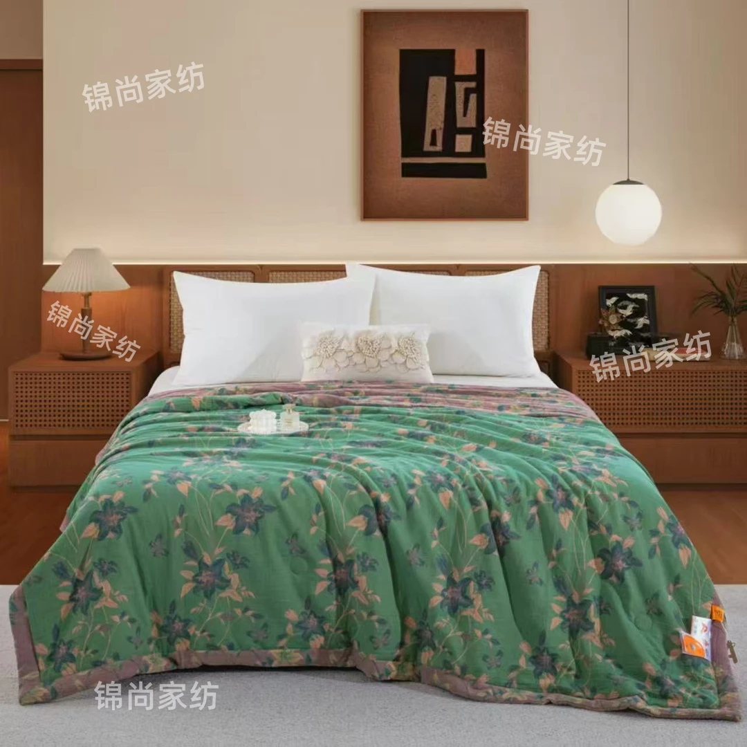 【绿意-双人被】200*230米全棉双层纱被子可机洗