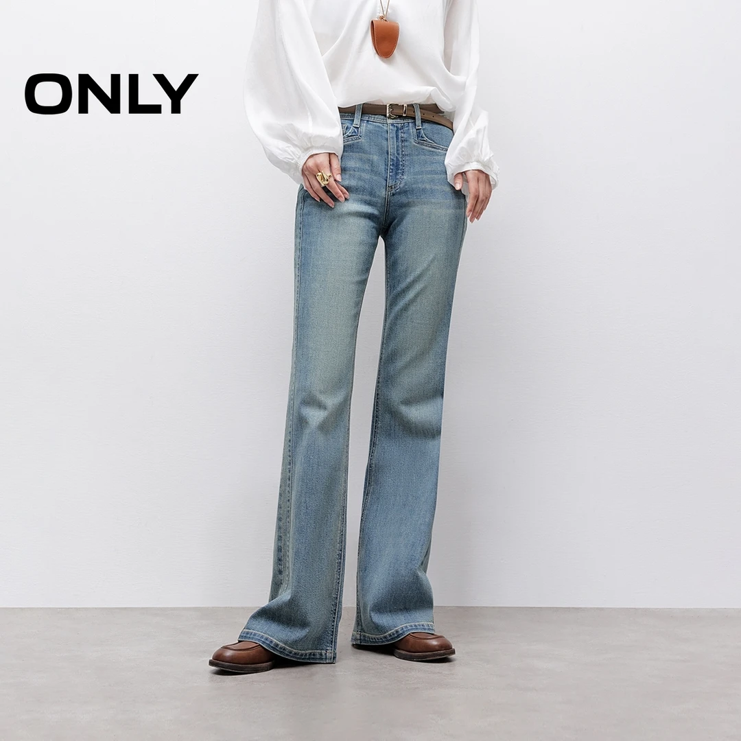 ONLY2025夏季新款休闲中腰修身喇叭裤长裤牛仔裤女|125232013