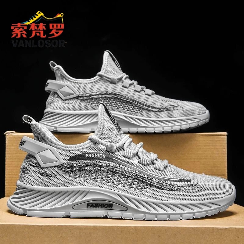 2025夏季男鞋新款飞织透气防臭网面防滑男士软底轻便运动休闲潮鞋