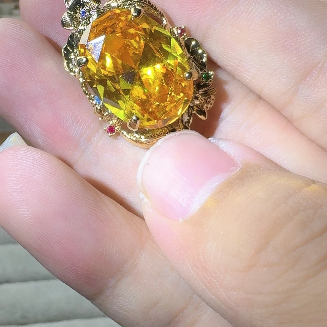 绿水晶戒指银S925镶嵌