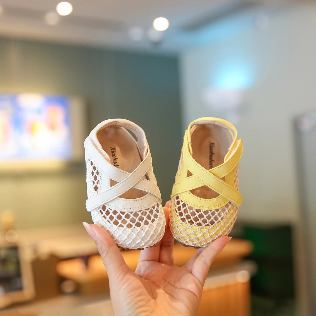 Sportmern小童镂空公主鞋宝宝鞋子透气软底婴儿学步鞋网面女童鞋