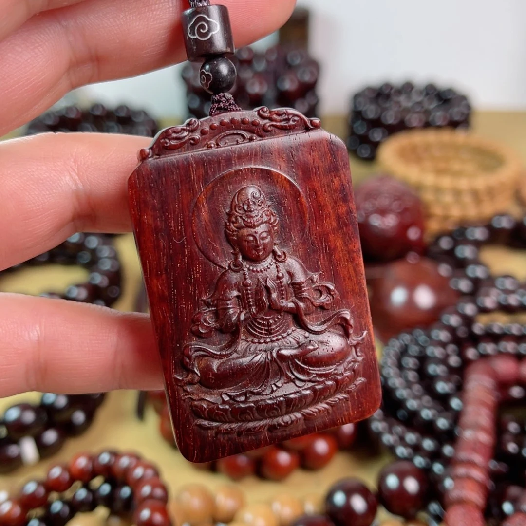 吊坠小叶紫檀461观音佛牌满金星