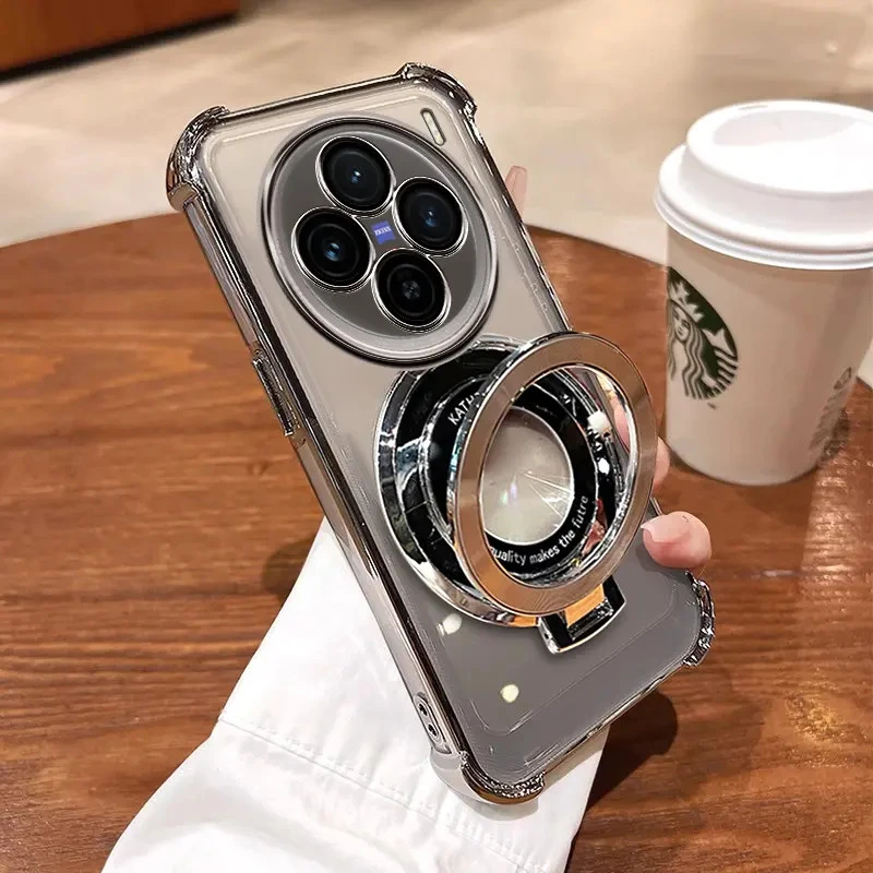 适用vivoY500Pro手机壳新款V2516A透明四角防摔5g高档支架硅胶套.