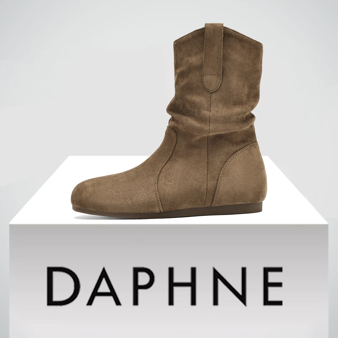 达芙妮美拉德靴子女马丁靴25冬季爆款平底休闲内增高大码堆堆靴女