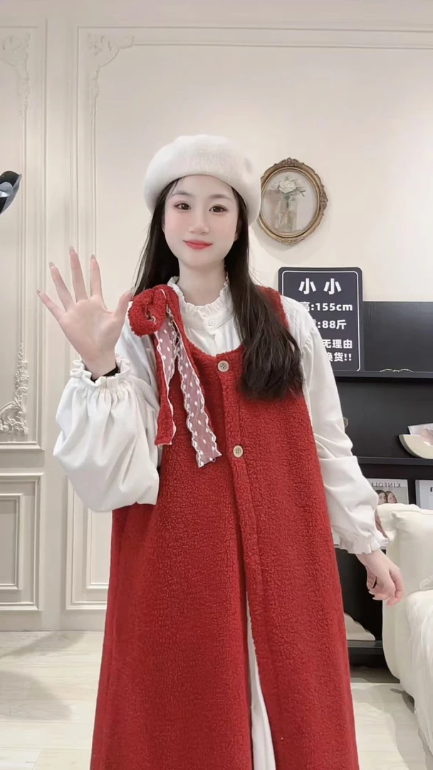 【红色蕾丝蝴蝶结】2025新款甜美背心连衣裙