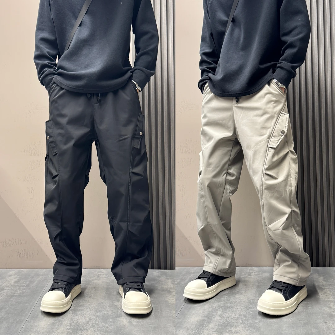 2025秋冬新款加绒加厚休闲裤潮流机能风工装裤美式高街宽松直筒裤