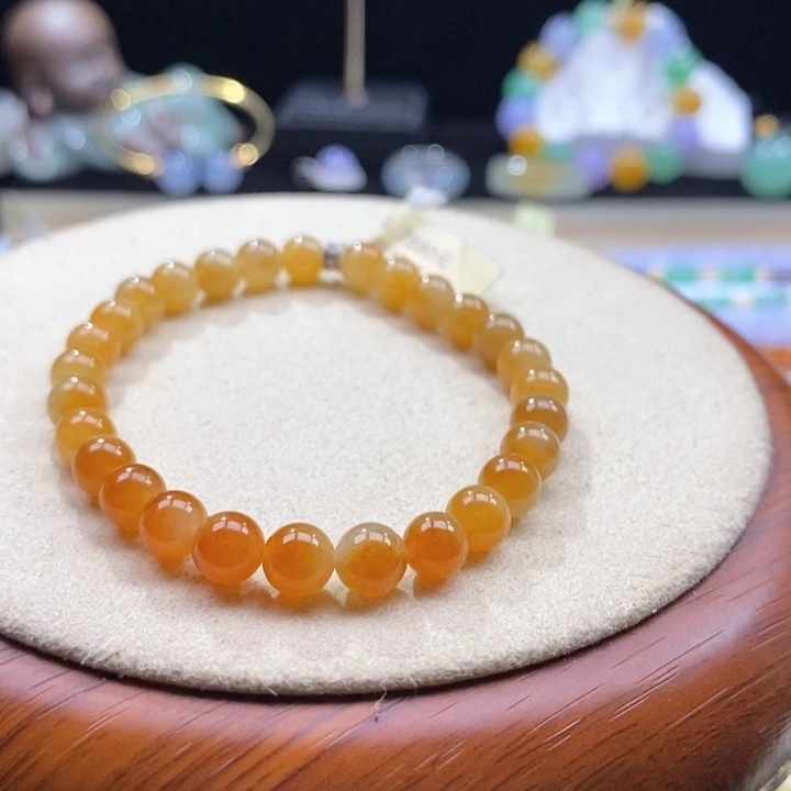 翡翠未镶嵌颈饰翡翠冰黄红翡手串