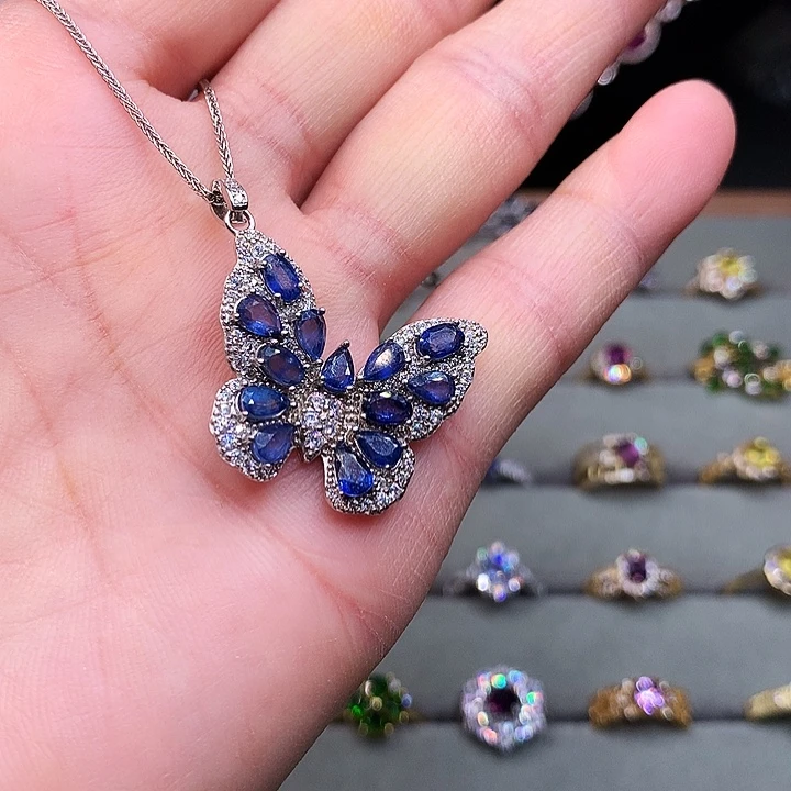 颈饰蓝宝石银S925镶嵌