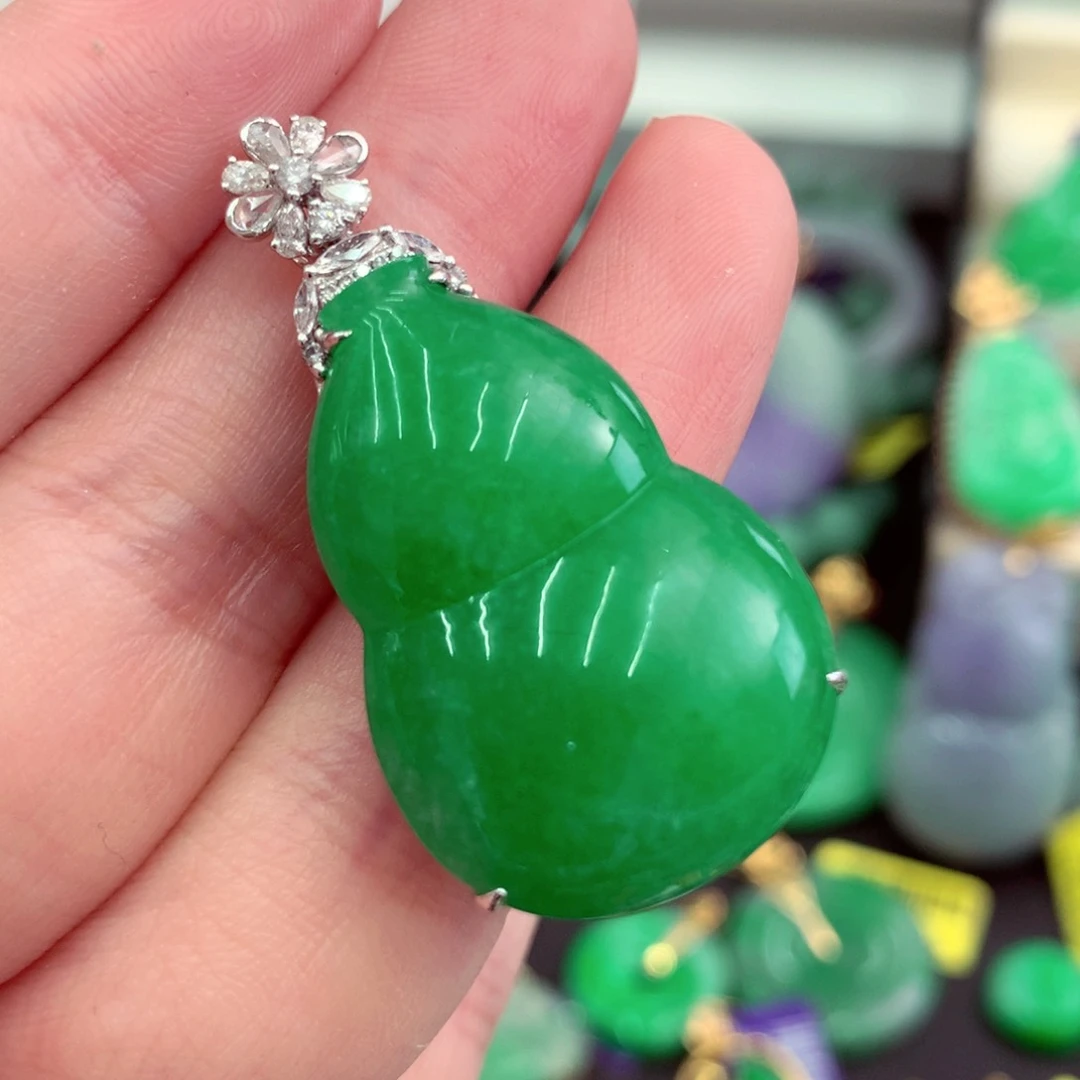 翡翠18K金镶嵌吊坠(不含链)