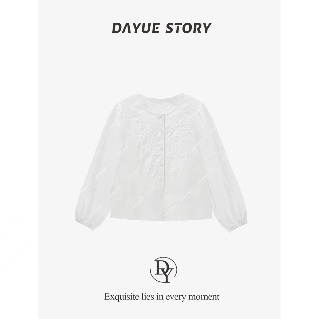 DAYUE【白月光】上身具美~定制绣花线！100苎麻重工葡萄藤刺绣衬衫