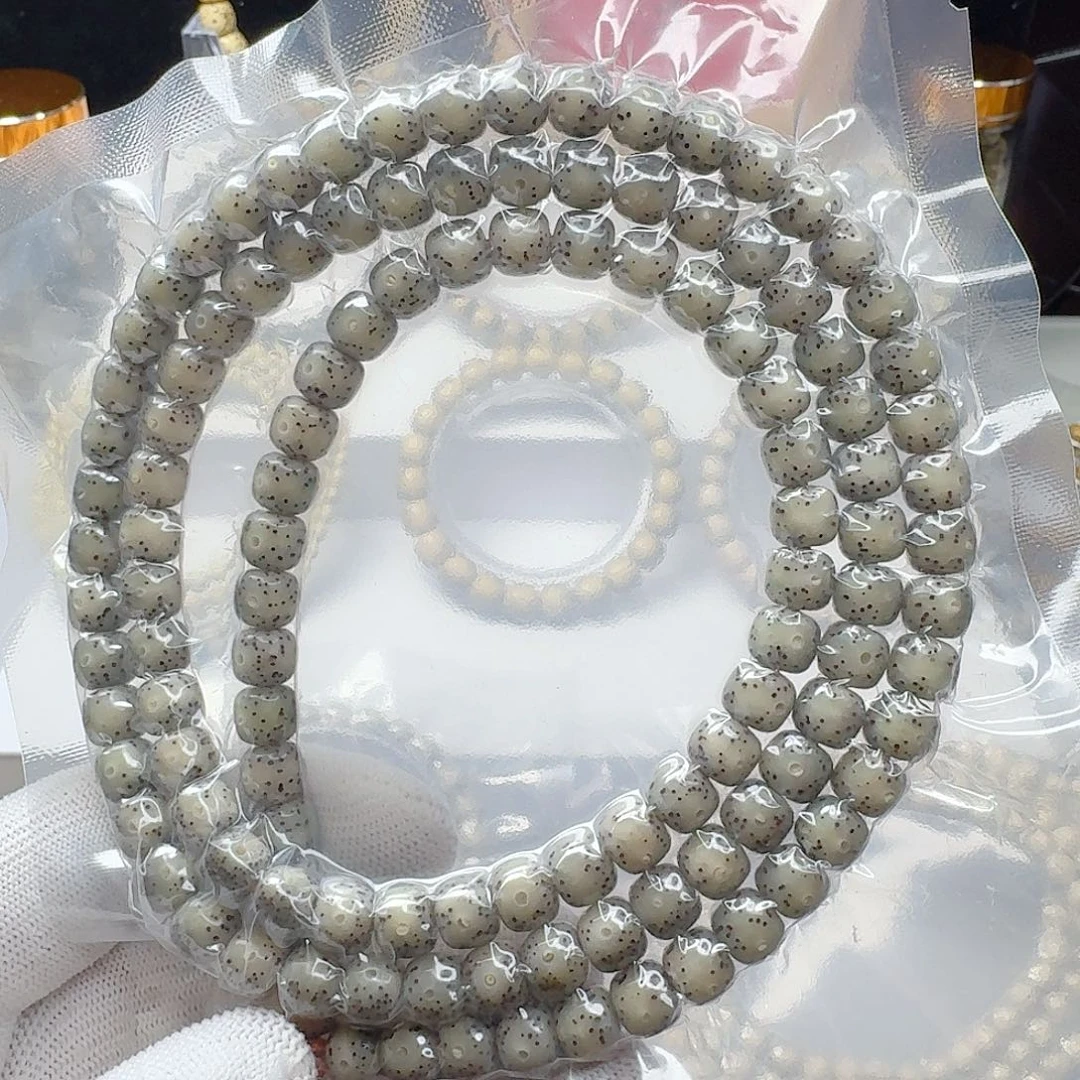 手串星月菩提石玉料8/7糯冰冰透月留白多圈