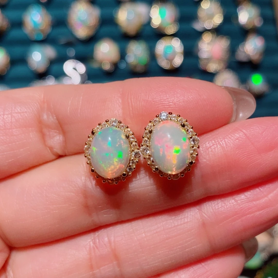 欧泊欧泊耳饰银S925镶嵌