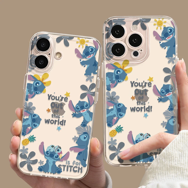 史迪仔不易发黄全包适用苹果16手机壳iphone15华为小米ov卡通透明