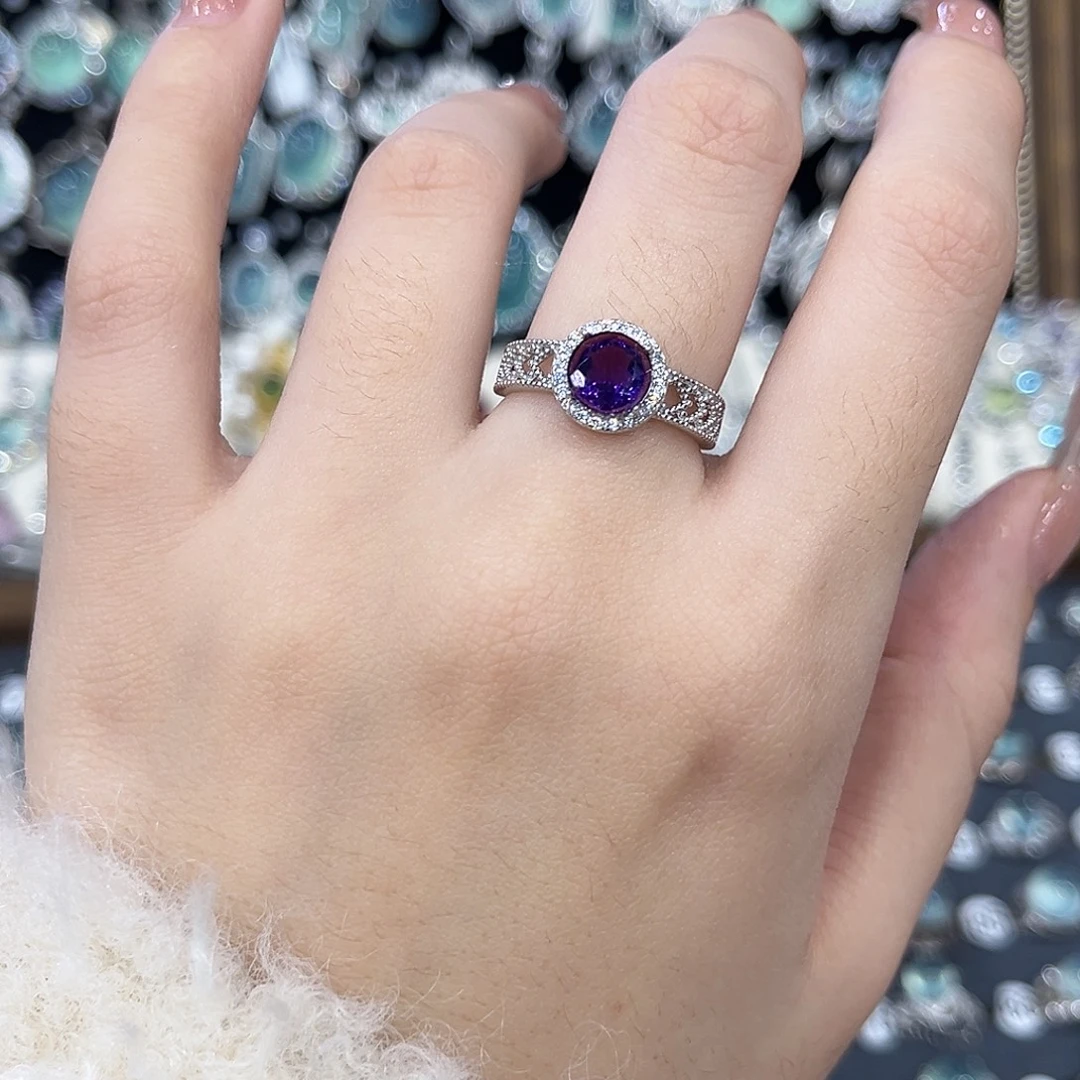 紫晶银S925镶嵌戒指福利款
