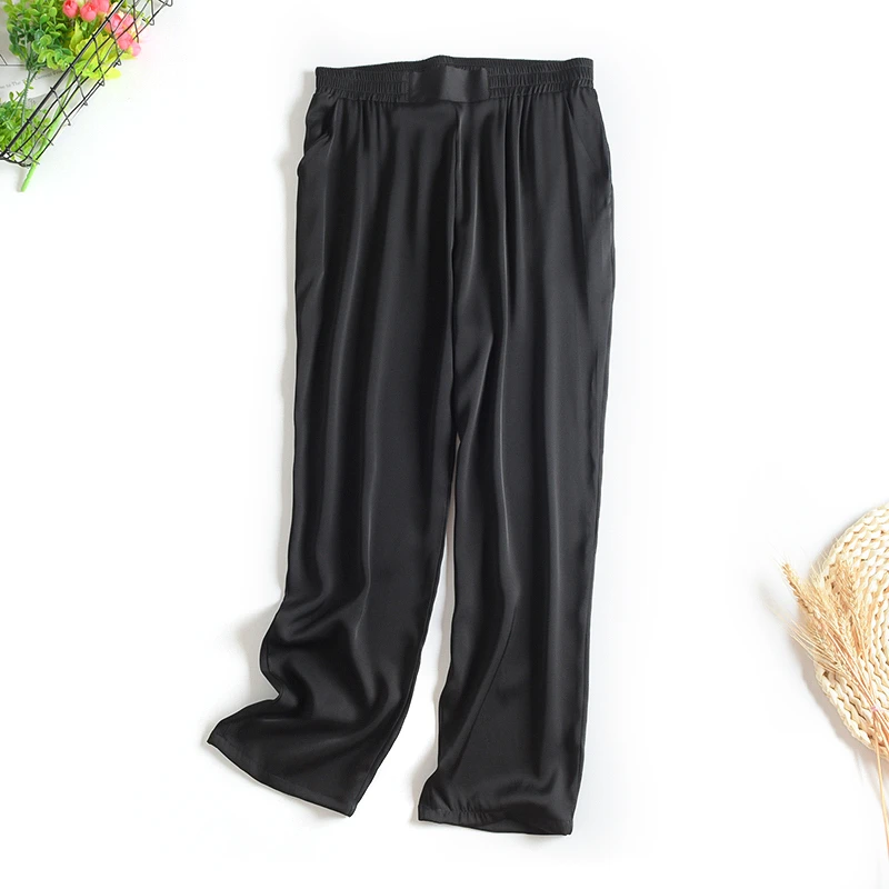 桑蚕丝长裤九分裤直筒裤春夏季外穿时尚舒适百搭国风透气