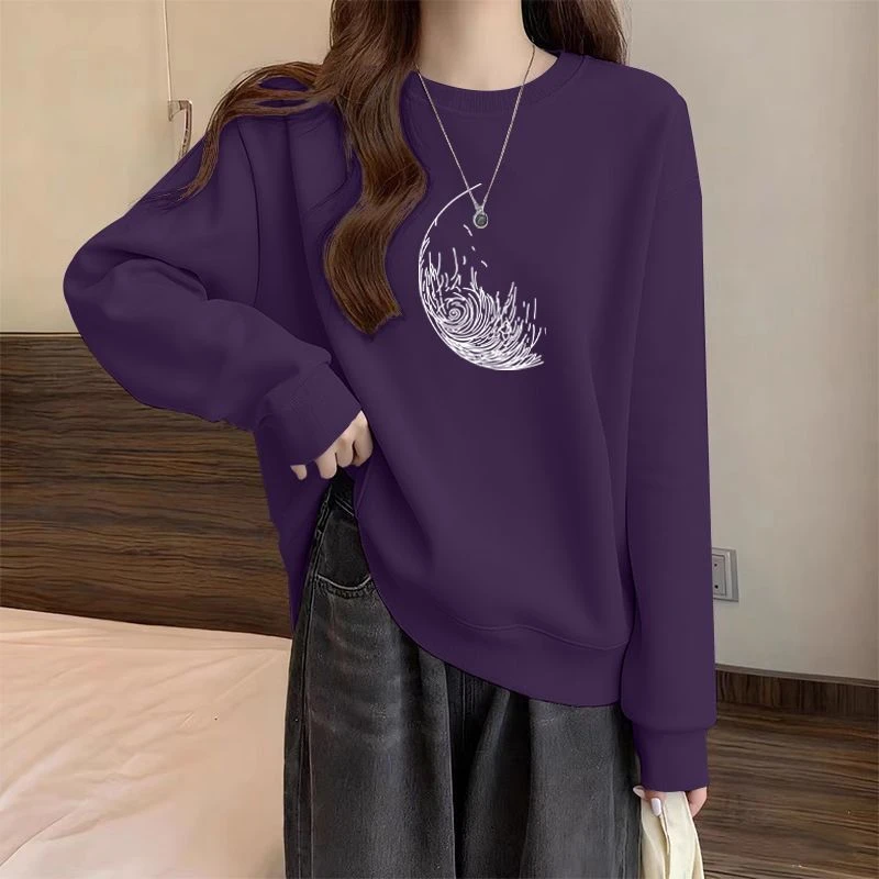 2025上新爆款圆领加绒加厚卫衣女不撞款宽松版型时尚百搭套头上衣