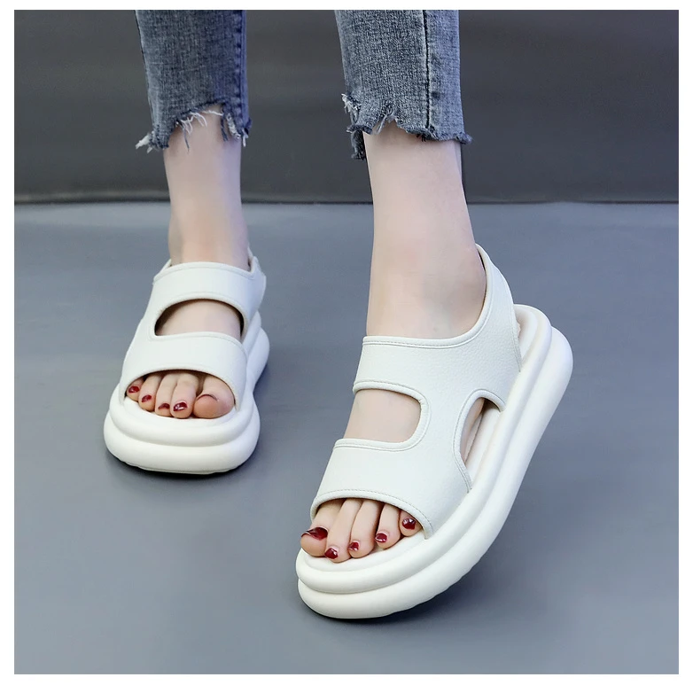 欧洲站真皮松糕厚底凉鞋女2025夏季新款时尚罗马鞋小个子增高女鞋