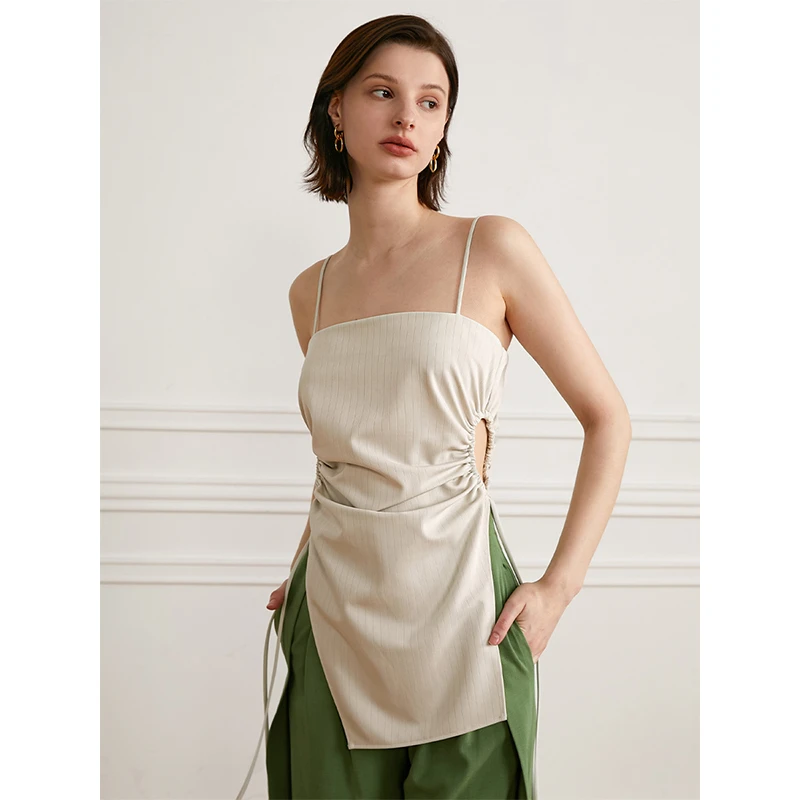 【楠哥专属】原创街头个性时尚背心女2025春季开叉长款外穿A4BE102