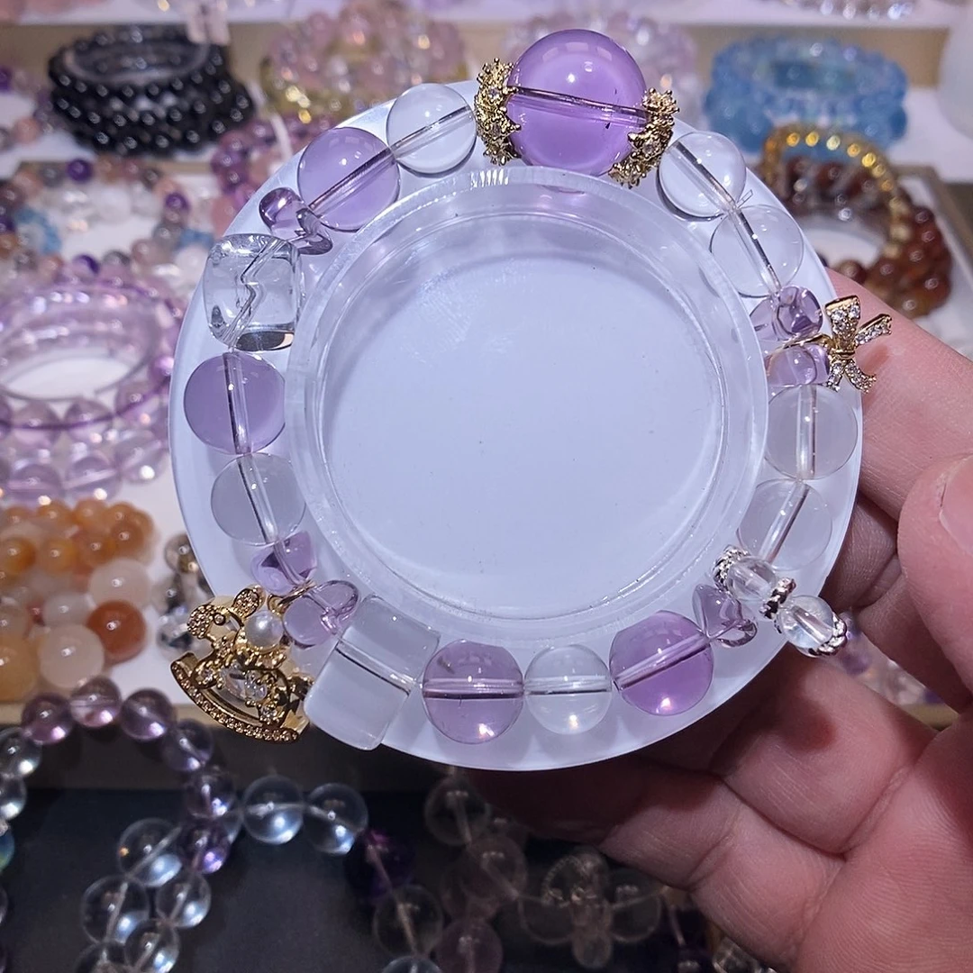 水晶未镶嵌手链DIY 紫水晶11mm