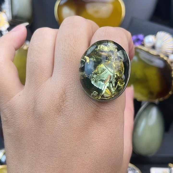 琥珀银S925镶嵌裸石