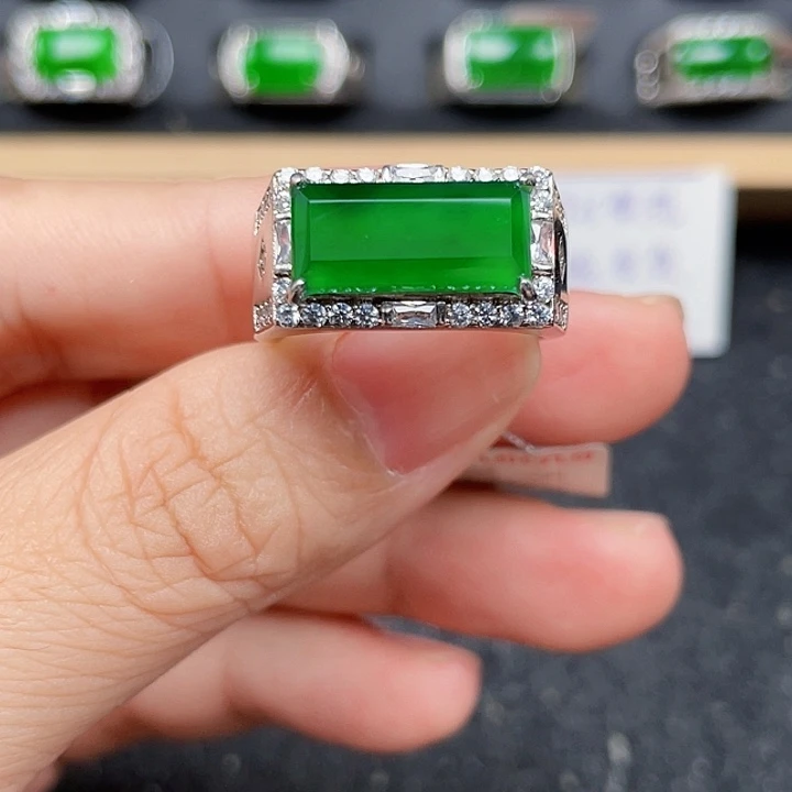 翡翠戒指银S925镶嵌男戒编号1030没运费险