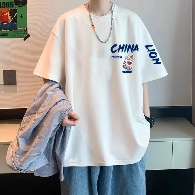 纯棉短袖男t恤潮牌情侣半袖男女同款大码男士宽松休闲上衣服学生