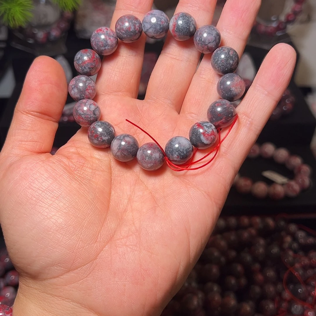 海***空天然辰砂原石玉化手串