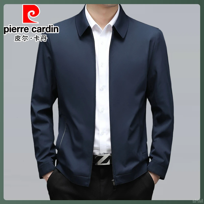 皮尔卡丹商务中年夹克男2025春秋季休闲外套男上衣翻领新款爸爸装