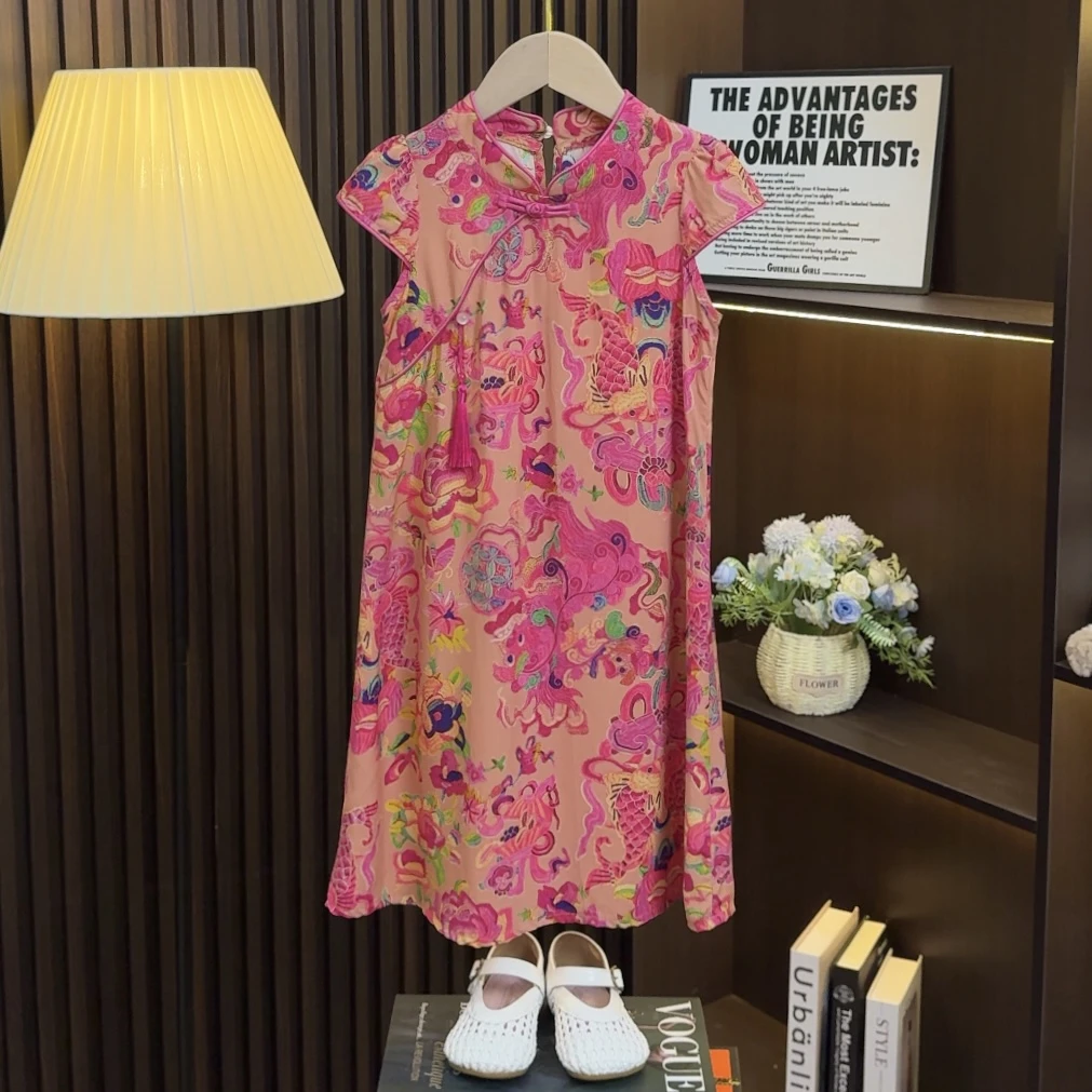 【绛桃红】夏季连衣裙2025夏季新款旗袍裙新中式欧若风裙子