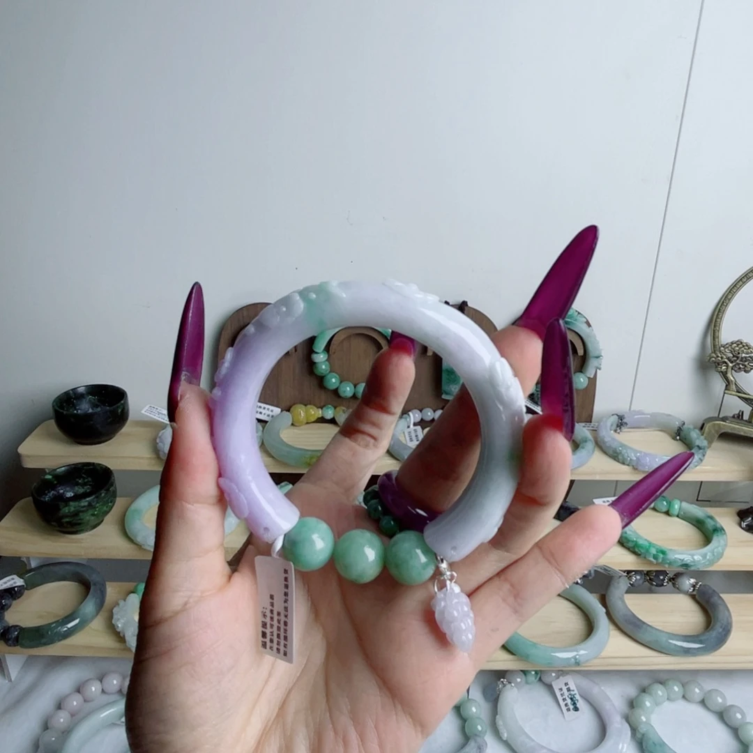 未镶嵌手镯翡翠猫***哒紫罗兰翡翠手镯手镯