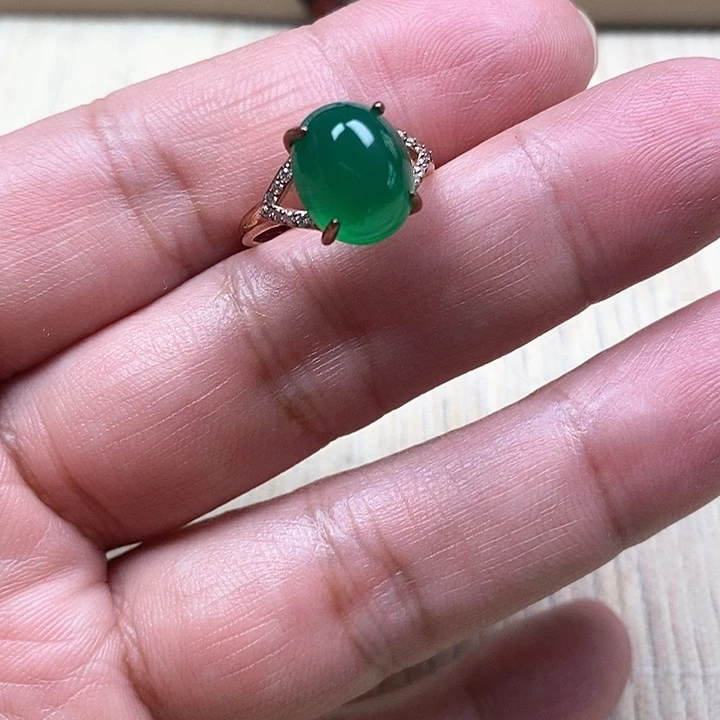 玛瑙/玉髓戒指银S925镀金镶嵌