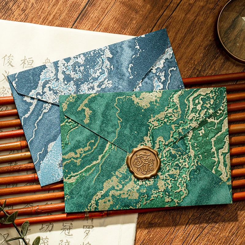 鎏金火漆印章信封信纸套装海峡风貌浮雕纹理情人节火漆信封送老师