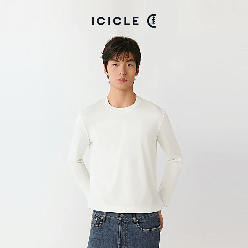【之禾经典】ICICLE之禾棉针织布直身长袖圆领T恤0352