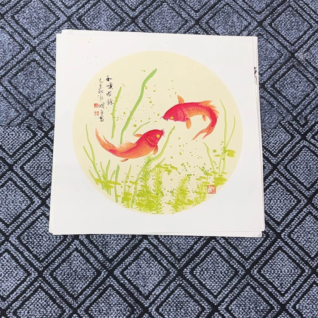 国画明月老师三尺斗方花鸟卡纸作品旭