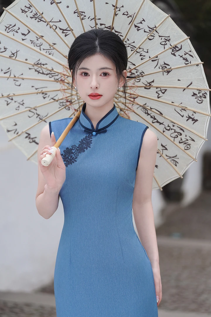 夏季2025年新款无袖长款旗袍中式日常复古年轻改良气质显瘦连衣裙